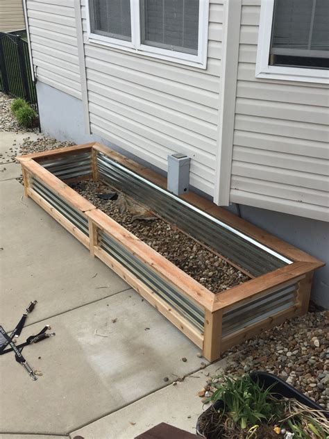 wood planter box with metal tin|corrugated metal planter plans.